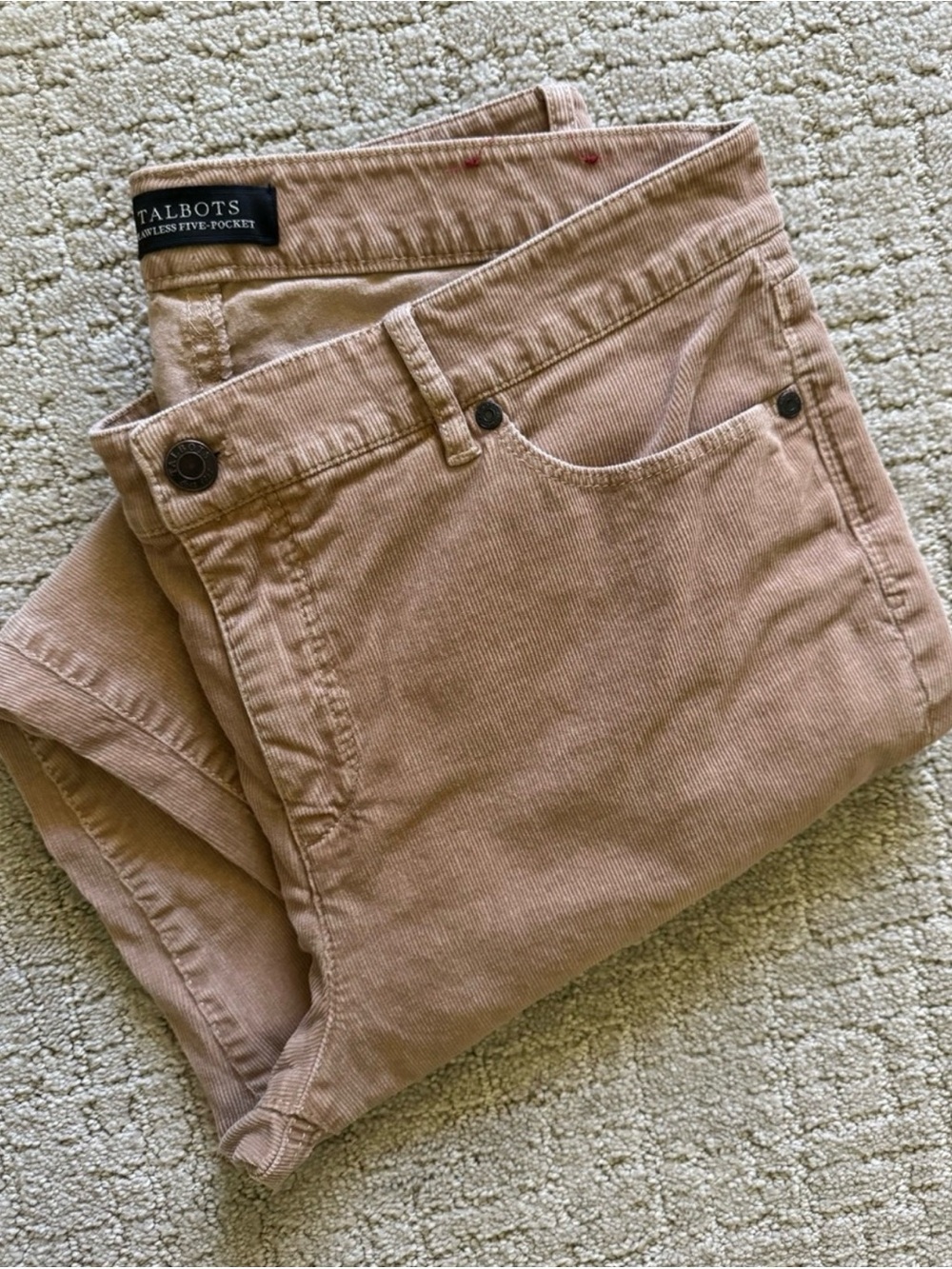 Talbots Flawless Five-Pocket Straight Leg Corduroy Pants Tan Size 10
